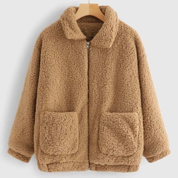Ecowish Fluffy Beige sweater Large - Picture 1 of 2